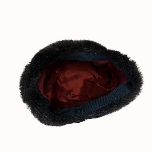 VTG Faux Mink Fur Hat Over Ears Winter Accessory Dark Brown Womens Luxury Fashio - Picture 7 of 12